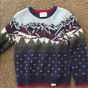 Hanna Andersson Blue and Green Sweater with Ribbed Cuffs